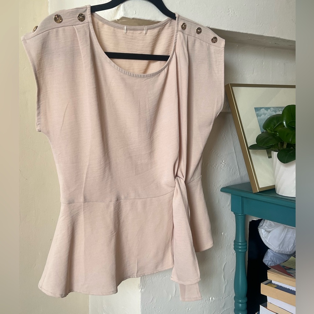 Blush Peplum Tie-Waist Blouse
